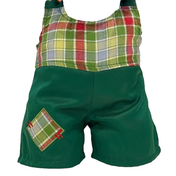 Build A Bear Workshop Outfit Gingerbread Boy Green Gingham Plaid Romper Dress Up - Picture 1 of 8